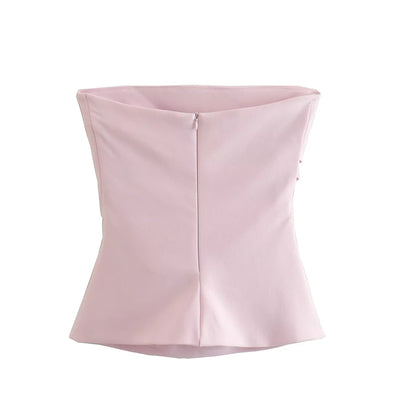 Daina Pink Ruch Sides Tube Top