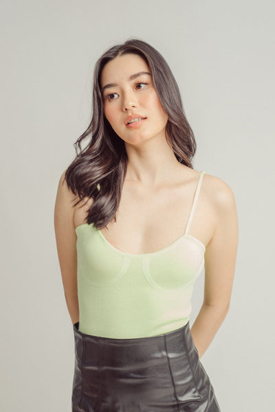 Haven Lime Knitted Scoop Neck Sleeveless Bodysuit