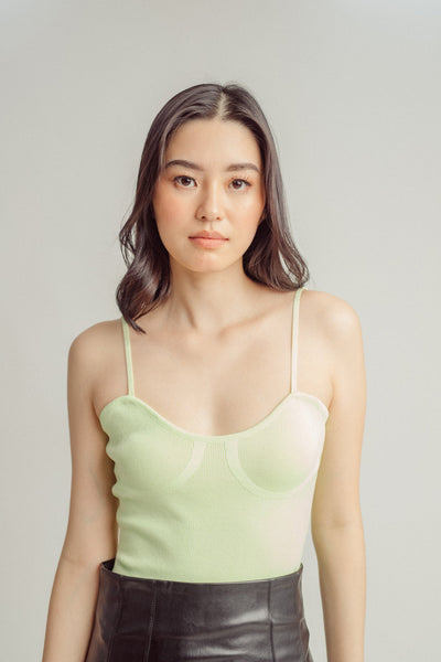 Haven Lime Knitted Scoop Neck Sleeveless Bodysuit