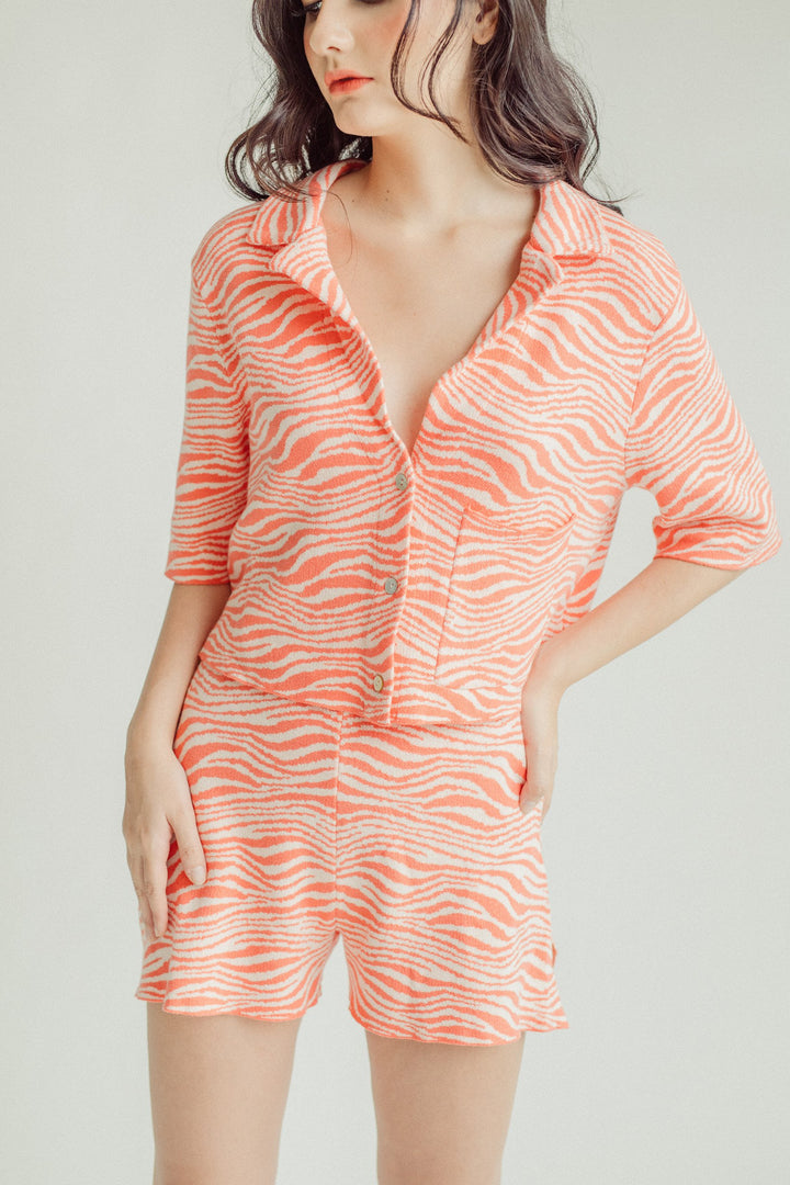 Racquel Pink with White Pattern Shorts