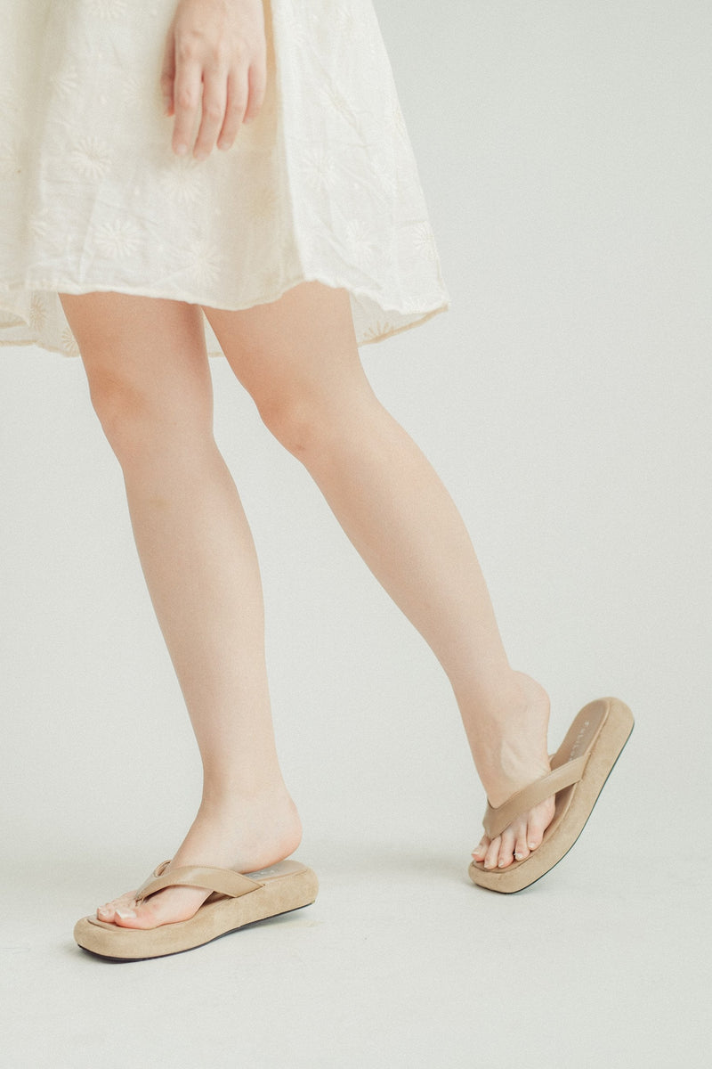 Blue Multi-Texture Y-Strap Square Sandals