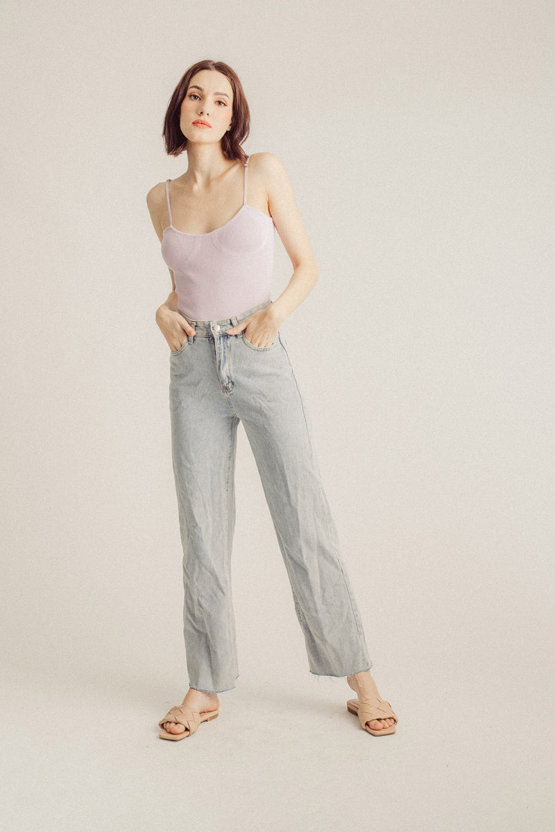 Haven Purple Knitted Scoop Neck Sleeveless Bodysuit