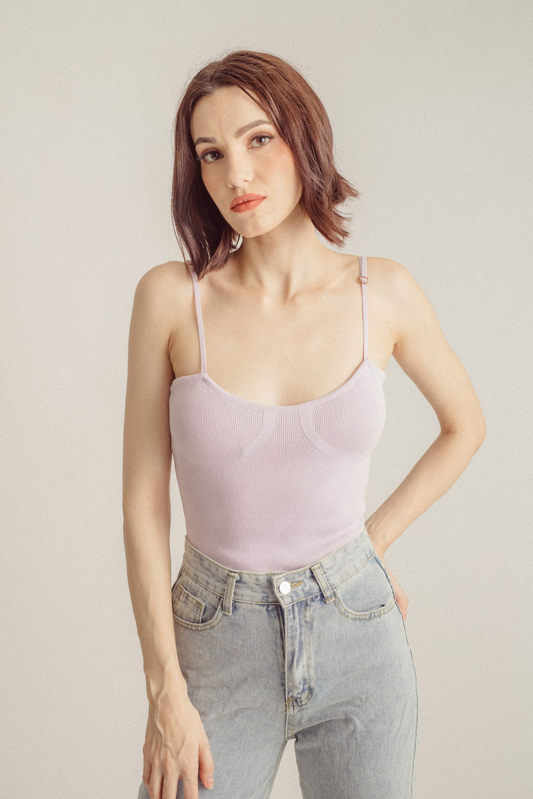 Haven Purple Knitted Scoop Neck Sleeveless Bodysuit