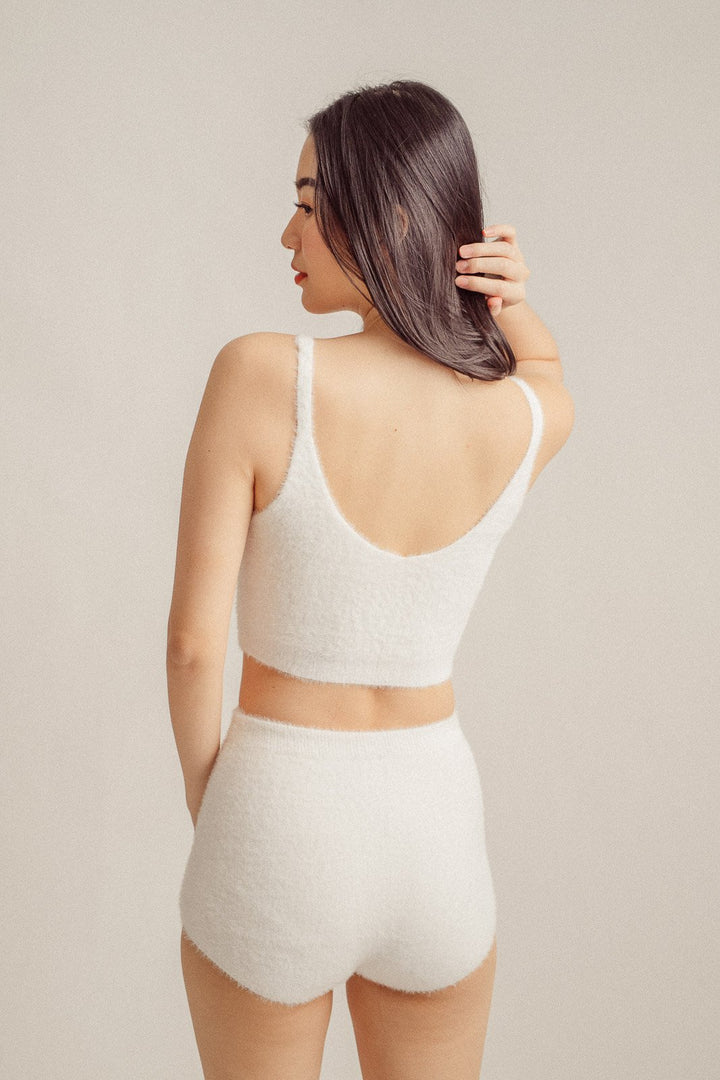 Cindy White Knitted V Neck Sleeveless Tank Top