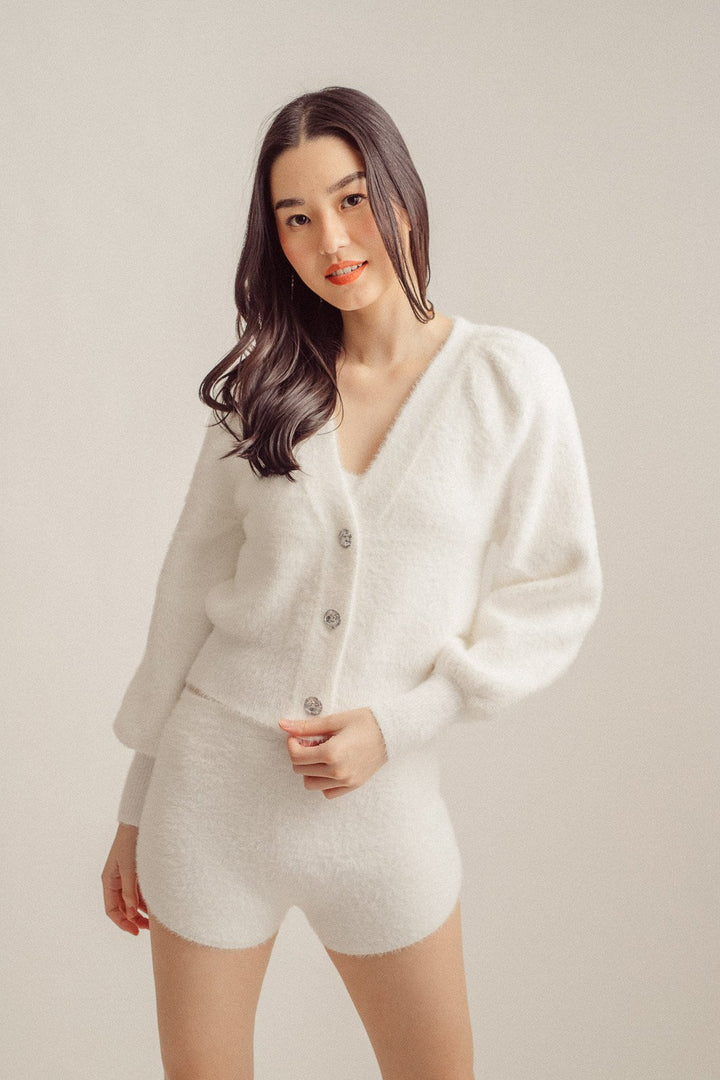 Cindy White Knitted V Neck Sleeveless Tank Top