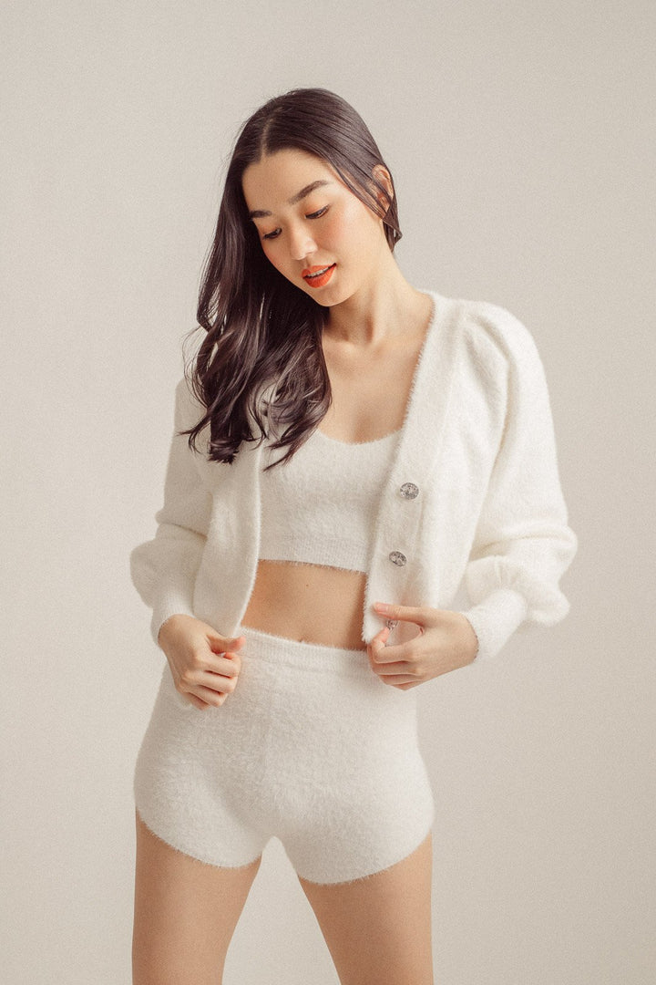 Cindy White Knitted V Neck Sleeveless Tank Top