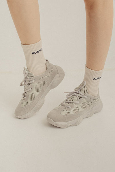 Gray Multi Textured Wave Sole Unisex Chunky Sneakers