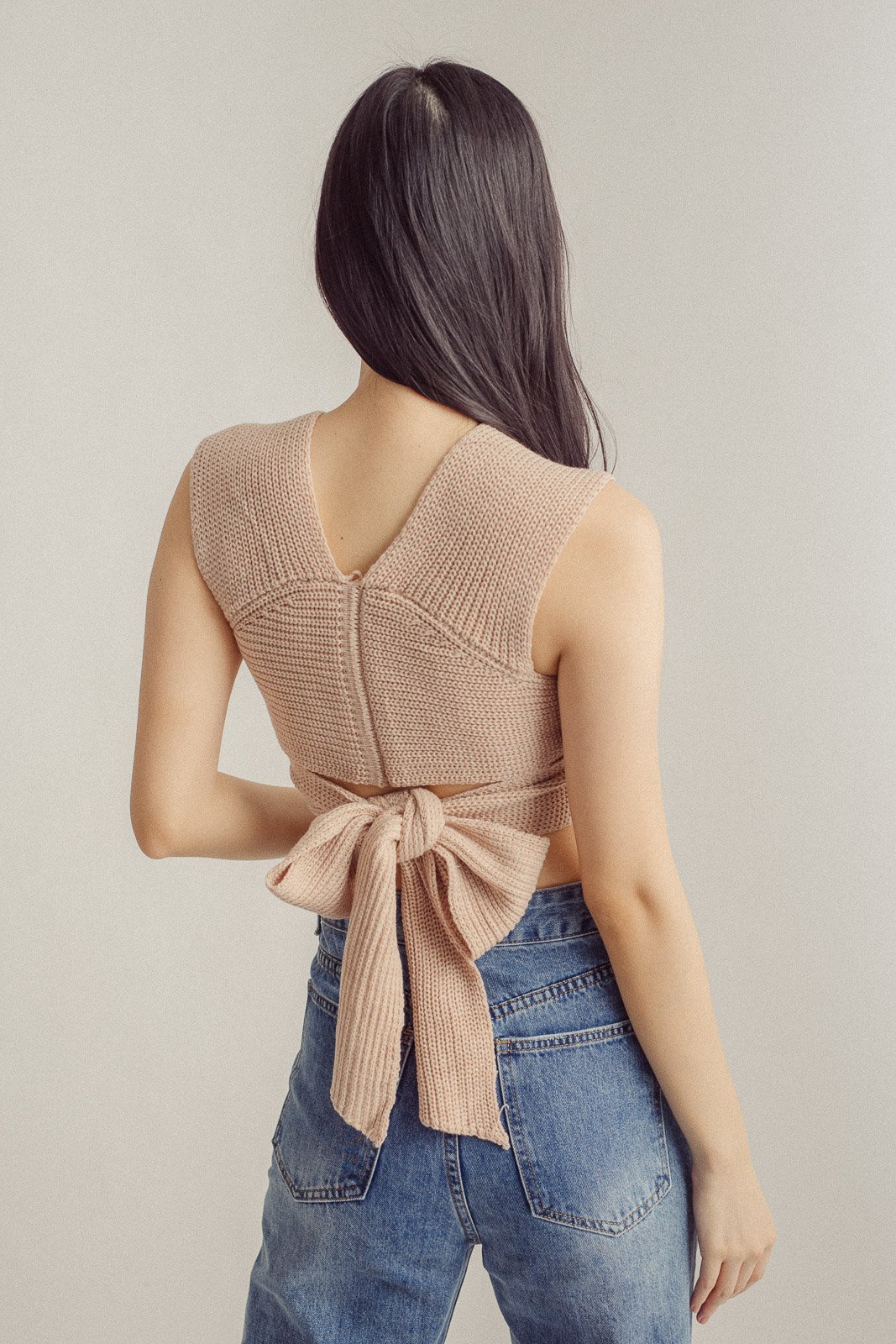 Tisdale Beige Pink Knitted Creative Self Style Top