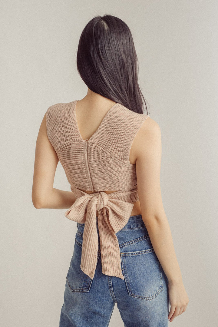 Tisdale Beige Pink Knitted Creative Self Style Top