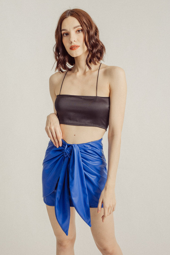 Jayda Black Tube Reversible Self Tie Sleeveless Top