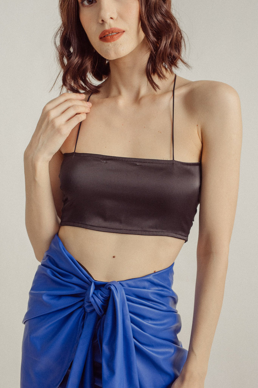 Jayda Black Tube Reversible Self Tie Sleeveless Top