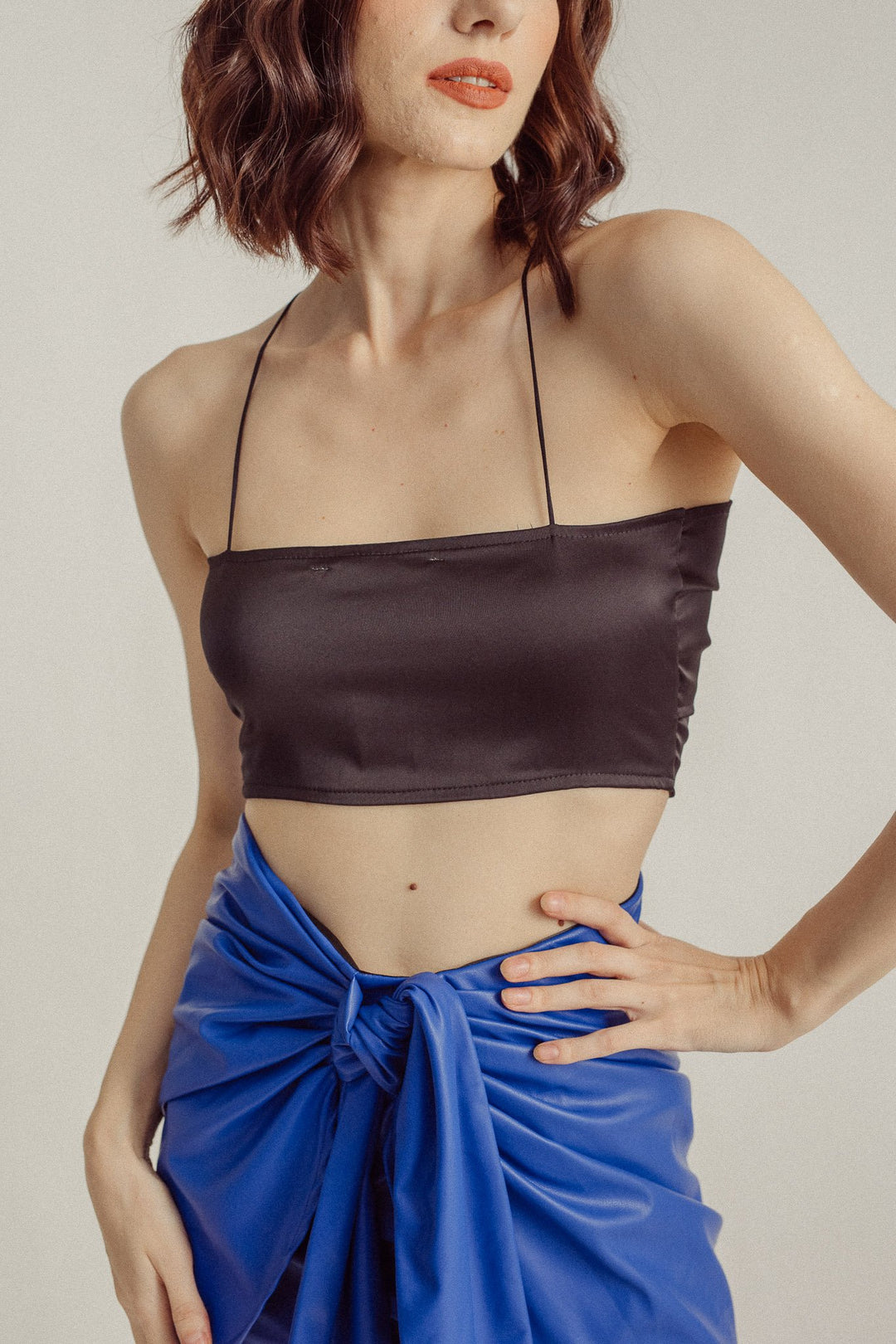 Jayda Black Tube Reversible Self Tie Sleeveless Top