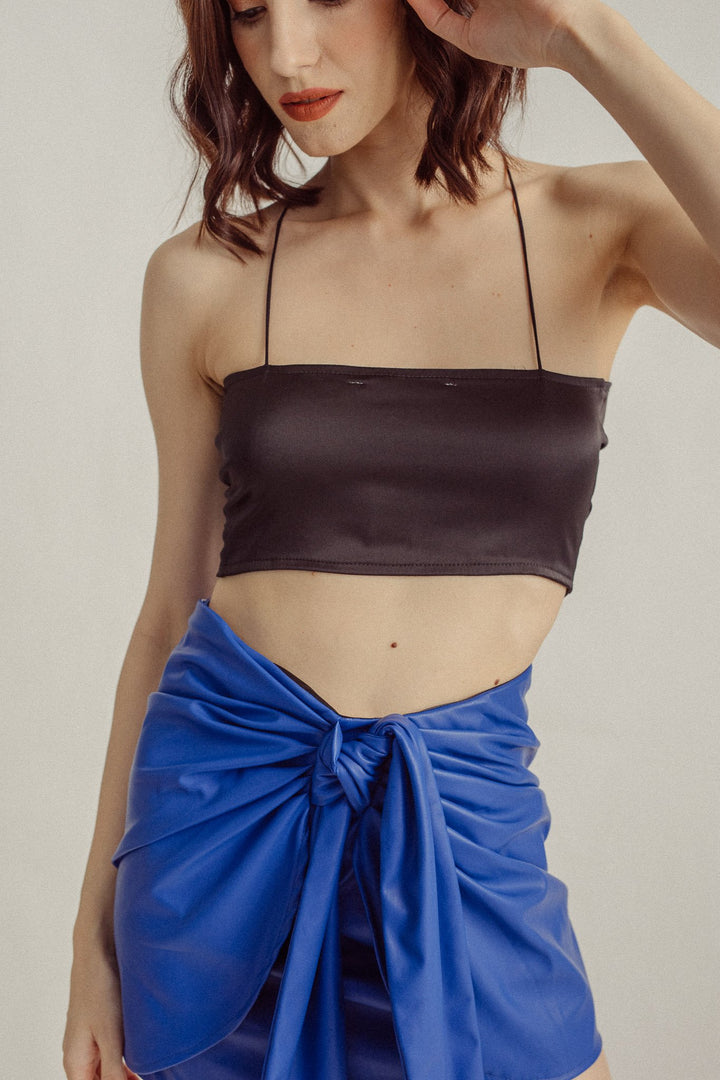 Jayda Black Tube Reversible Self Tie Sleeveless Top
