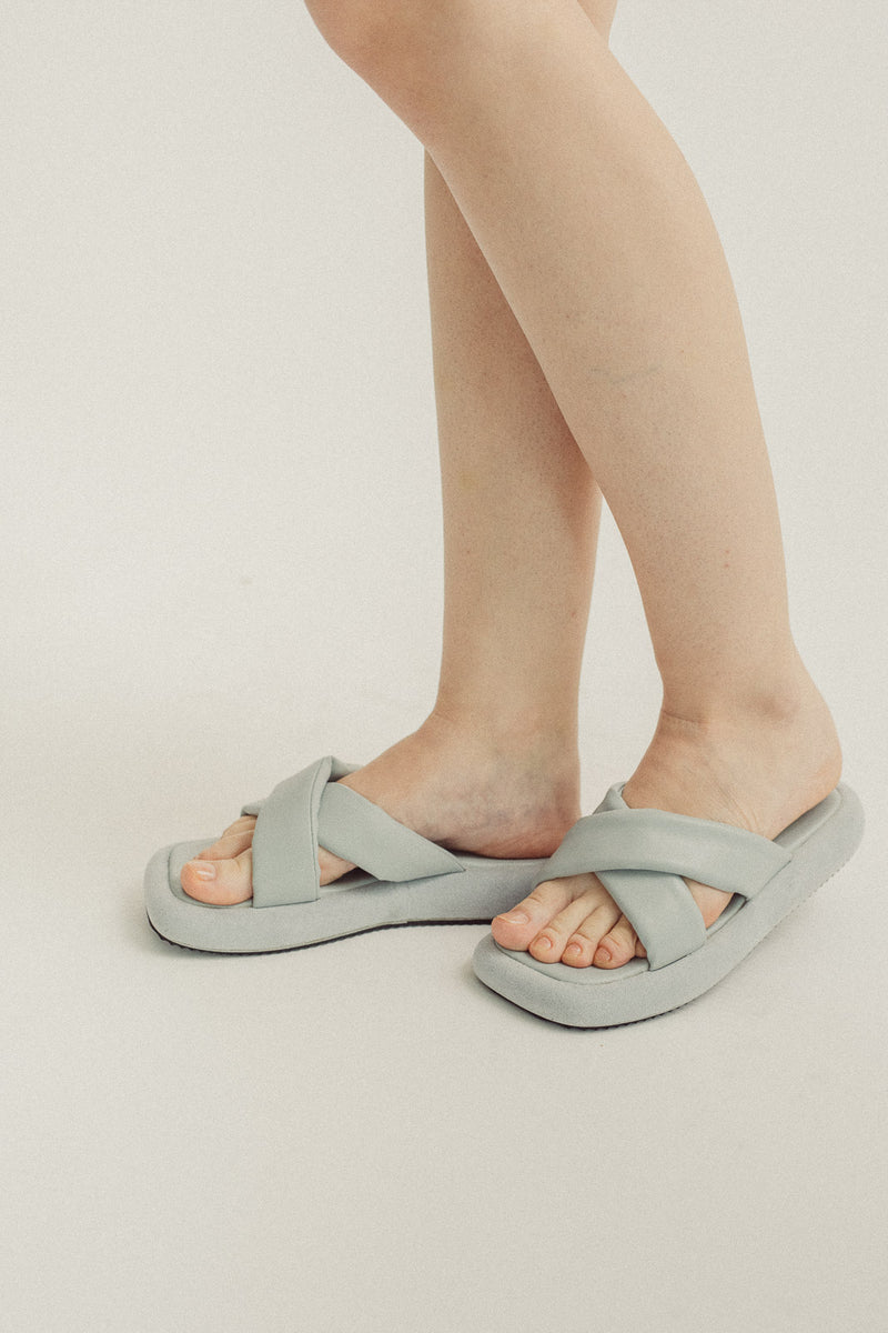 Blue Wide Crisscross Strap Sandals