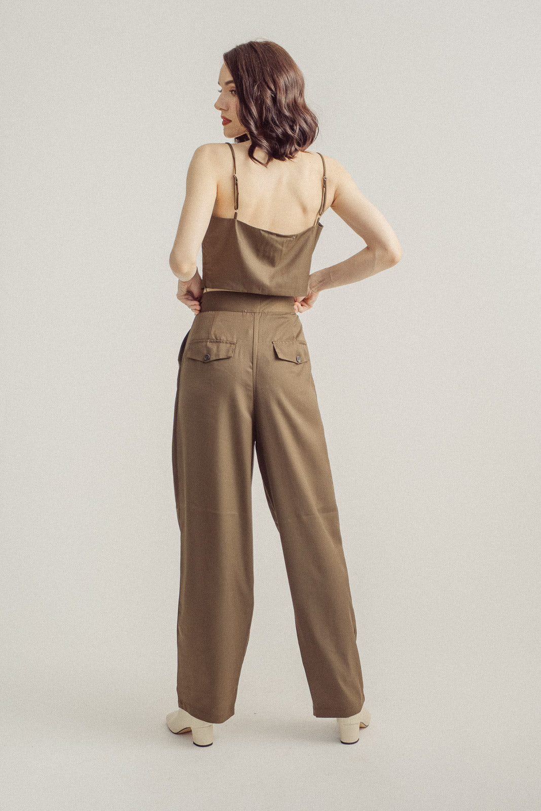 Duncan Army Green Side Button Straight Cut Trouser