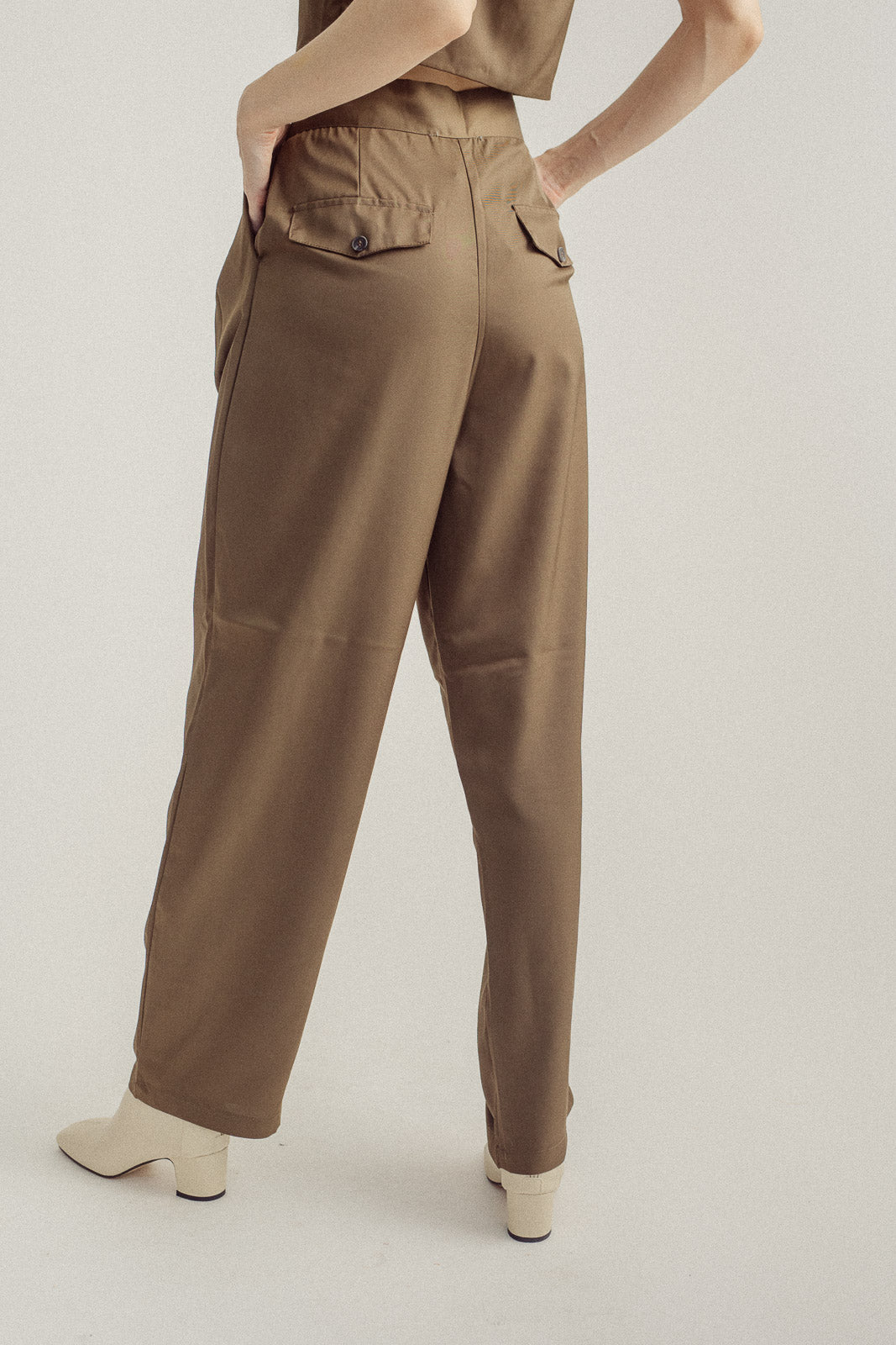 Duncan Army Green Side Button Straight Cut Trouser