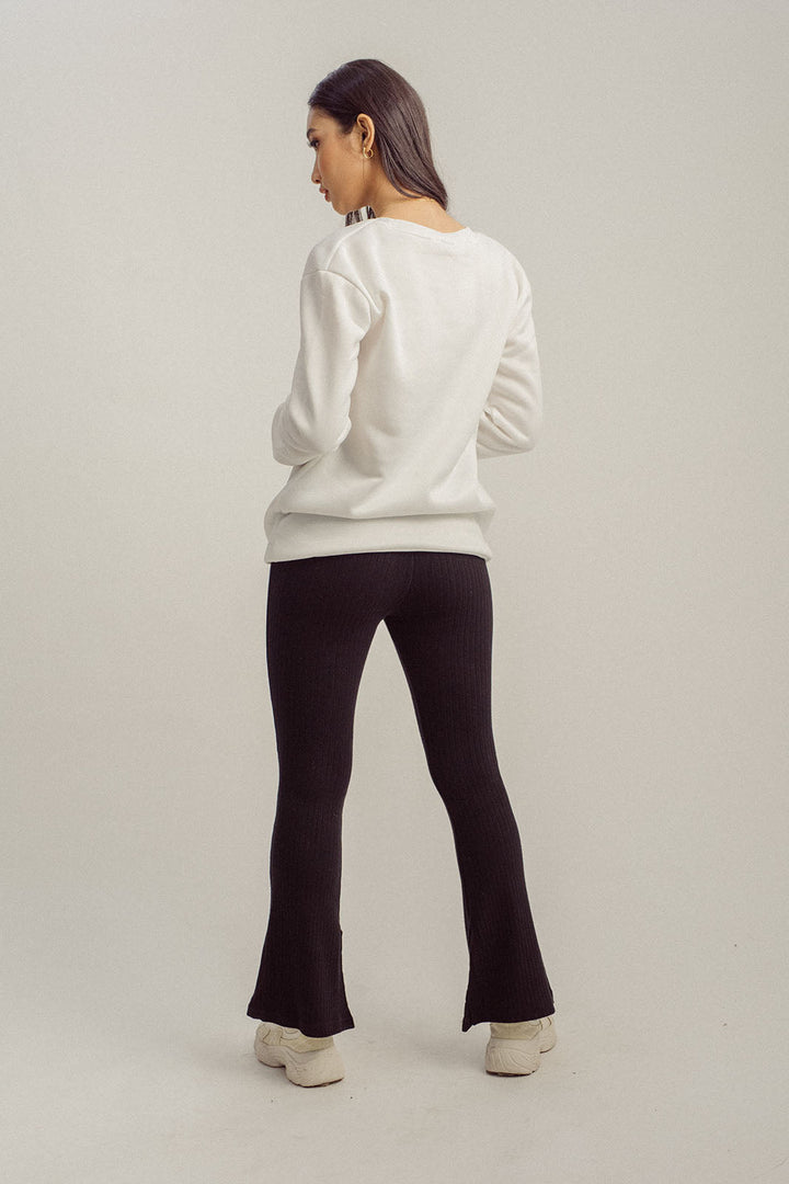 Bren White Flag Print Crew Neck Long Sleeves Sweatshirt