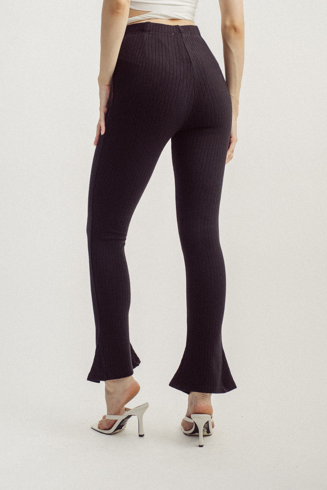 Ryla Black Knitted High Rise Flare Pants