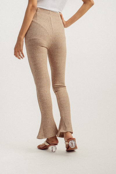 Ryla Khaki Knitted High Rise Flare Pants