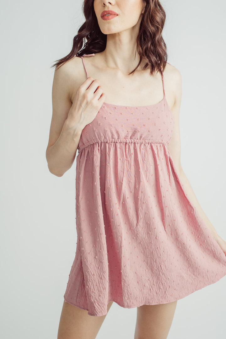 Analyn Pink Sleeveless Self Tie Elastic Waist Mini Dress