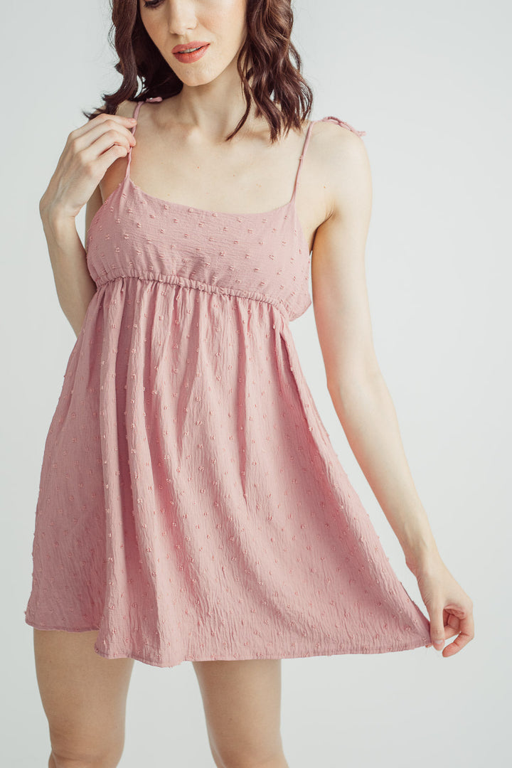 Analyn Pink Sleeveless Self Tie Elastic Waist Mini Dress