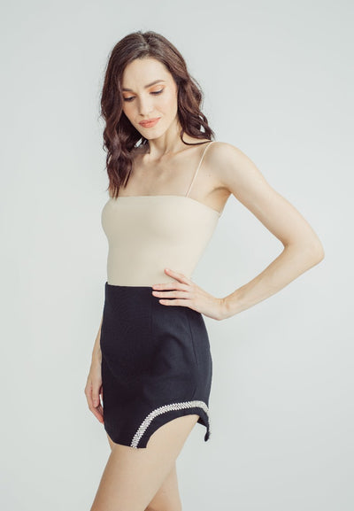 Aiza Black Side Cut with Embellishment Mini Skirt