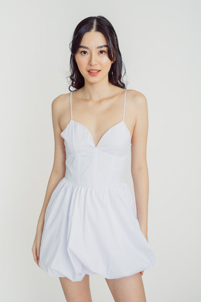 Galilea White V Neck Sleeveless Lined Mini Dress