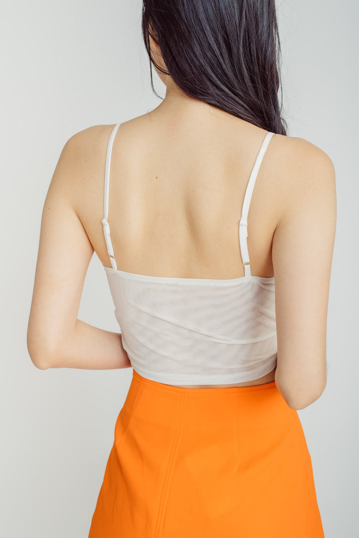 Menzies White Ruched Front Sleeveless Top
