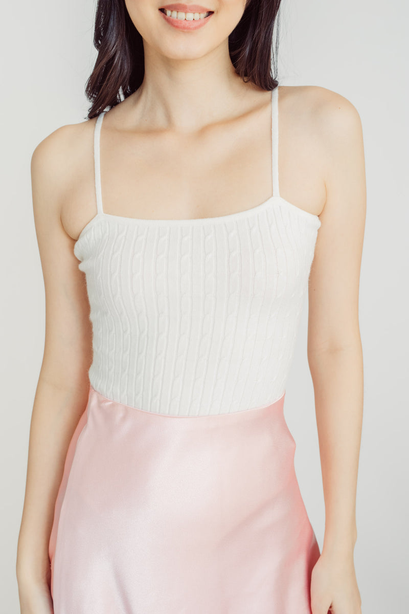 Luann White Knitted Sleeveless Bodysuit