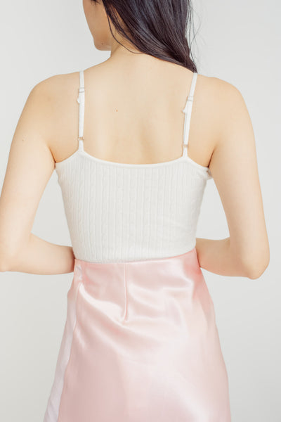 Luann White Knitted Sleeveless Bodysuit
