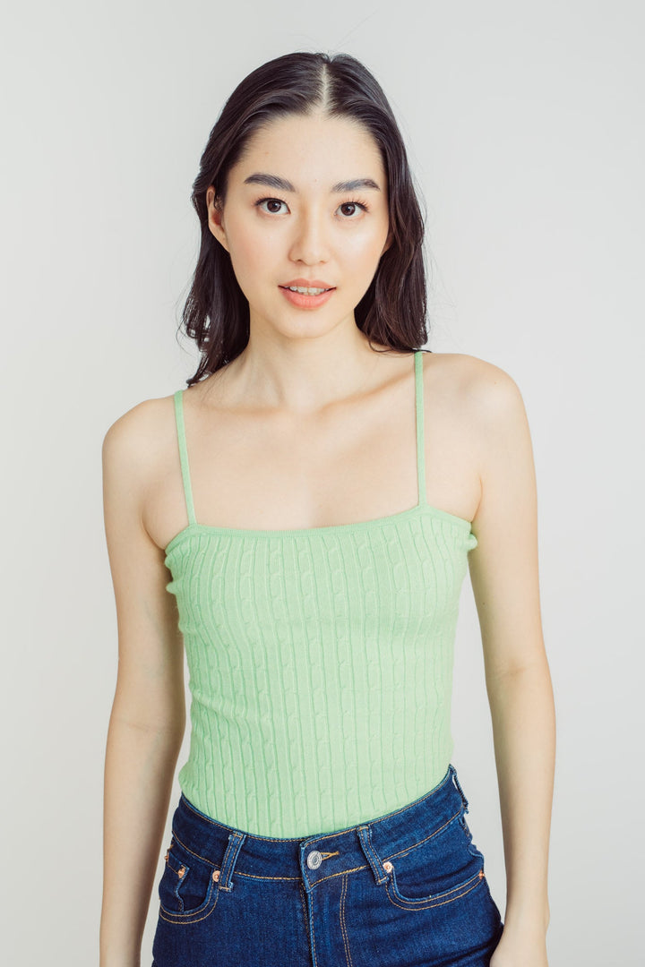 Luann Green Knitted Sleeveless Bodysuit