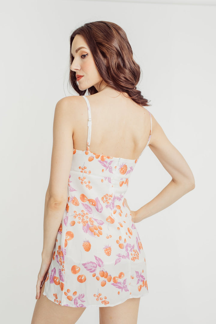 Vely White with Red and Purple Floral Print Sleeveless Mini Dress