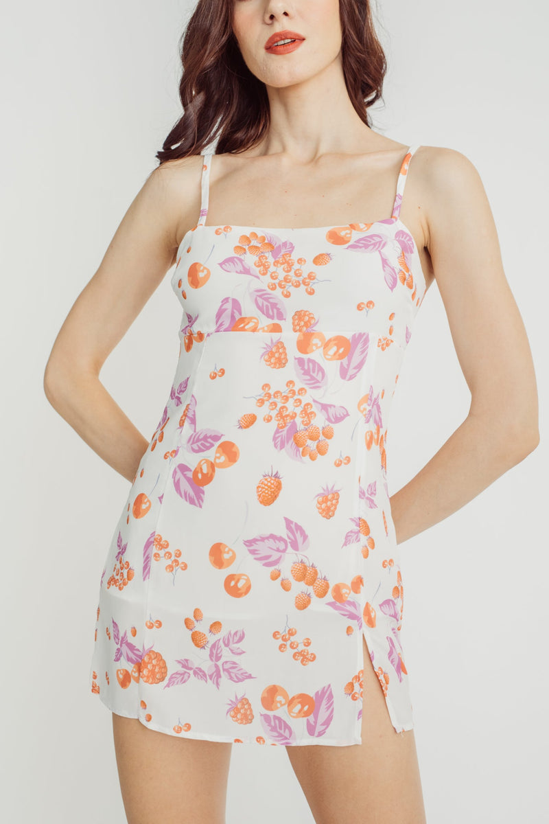 Vely White with Red and Purple Floral Print Sleeveless Mini Dress