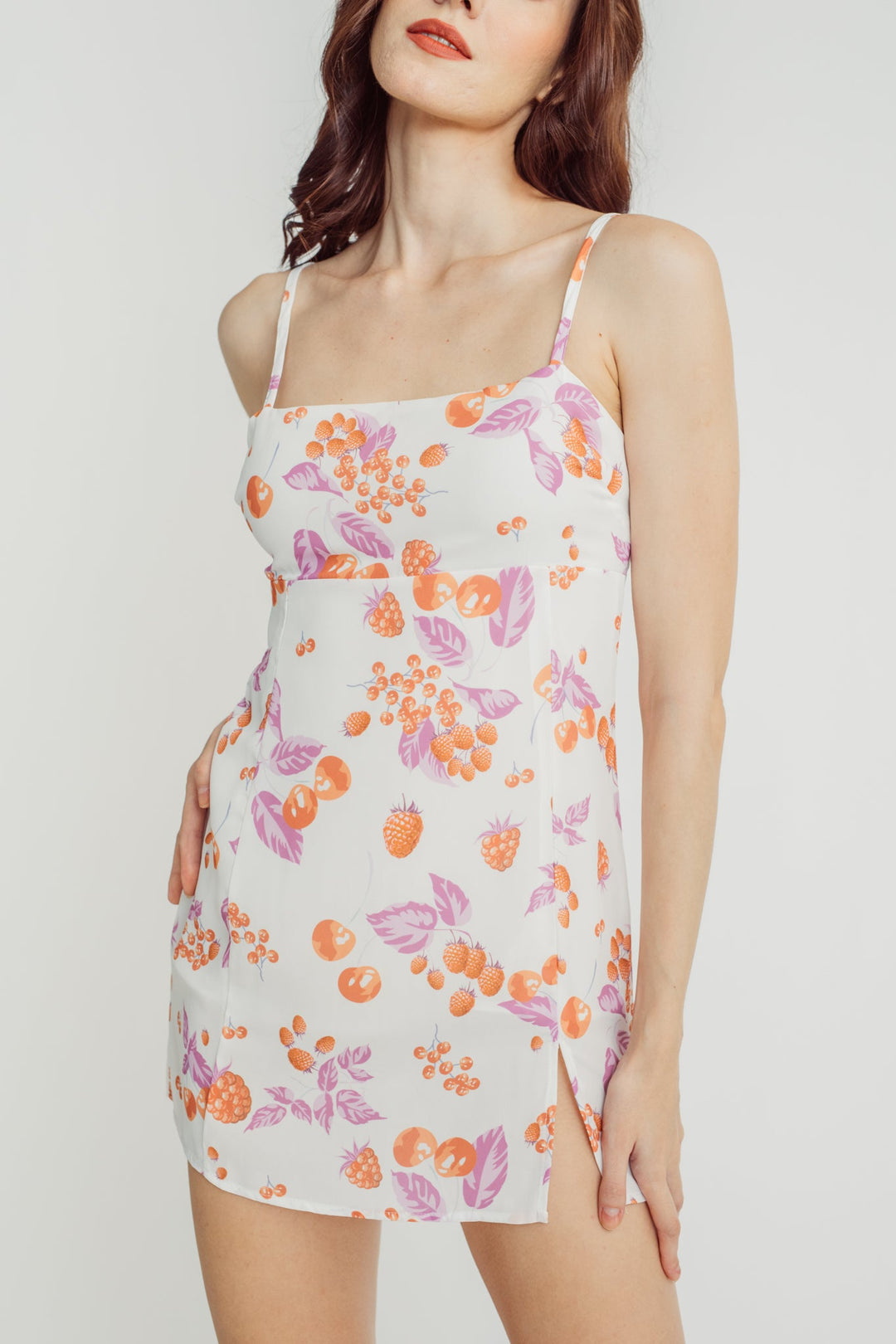 Vely White with Red and Purple Floral Print Sleeveless Mini Dress