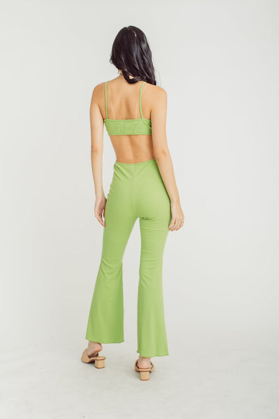 Cheadle Green V Neck Sleeveless Hollow Out Sexy Jumpsuit