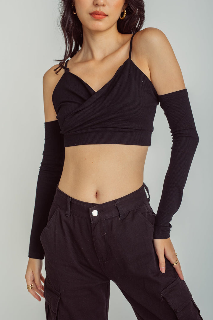 Zeno Black Zipper Fly Multi-Pockets Cargo Pants with Hem Straps