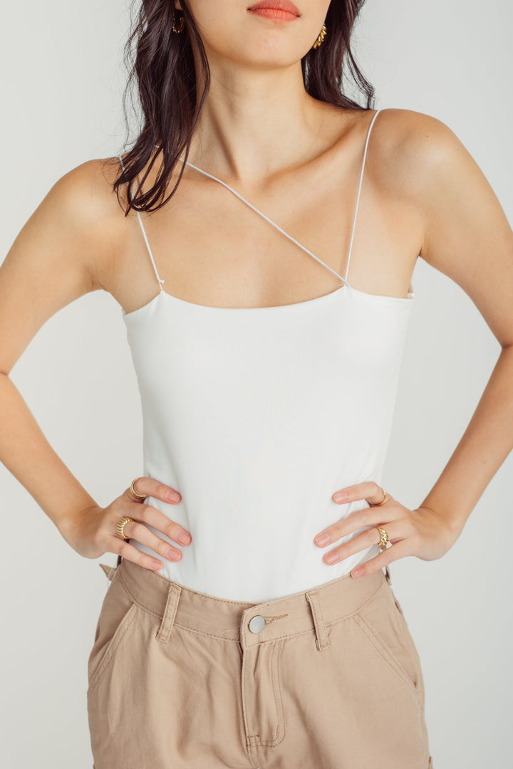 Lela White Thin Multi-Strap Sleeveless Bodysuit