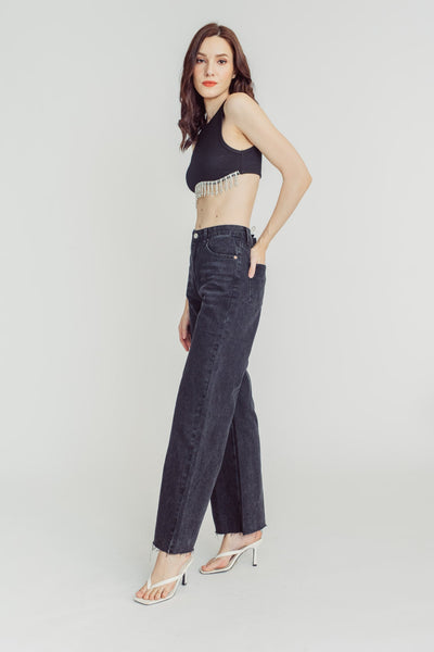 Perseus Black Zipper Fly Straight Cut Denim Jeans