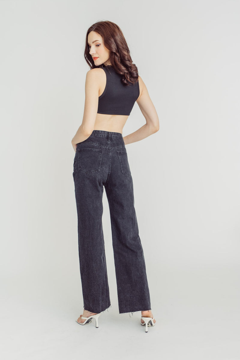 Perseus Black Zipper Fly Straight Cut Denim Jeans