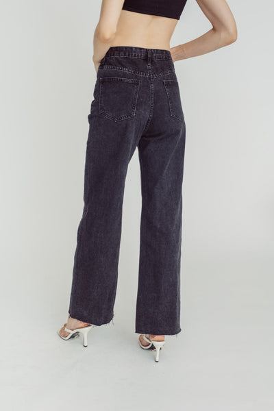 Perseus Black Zipper Fly Straight Cut Denim Jeans