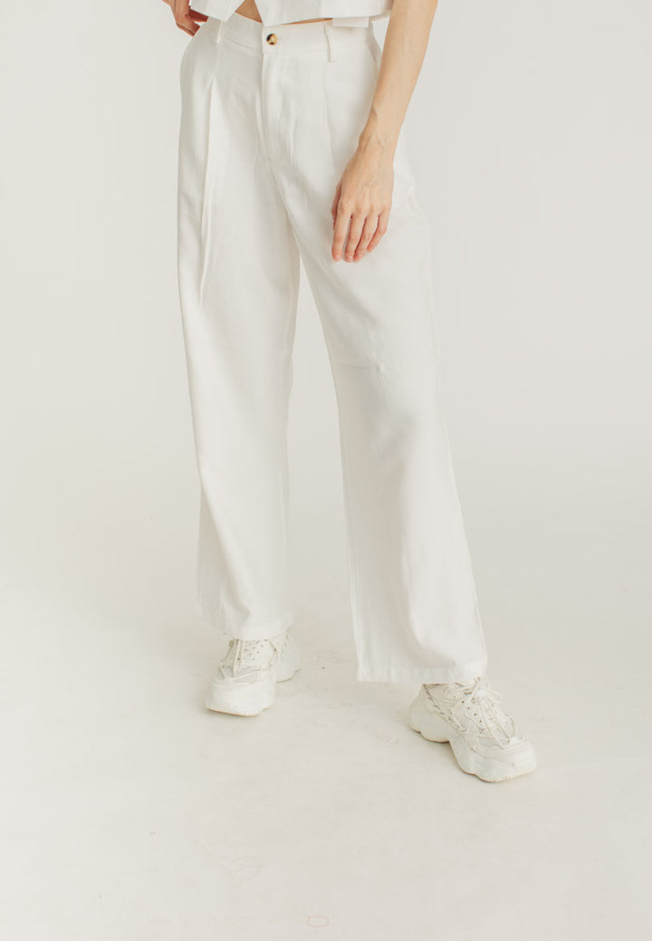 Louie White Straight Cut Trousers with Pocket