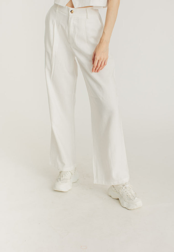 Louie White Straight Cut Trousers with Pocket