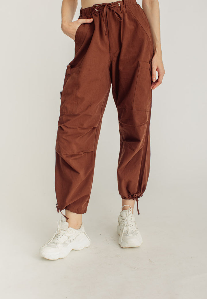 Dara Dark Brown Wide Leg Streetwear Cargo Pants