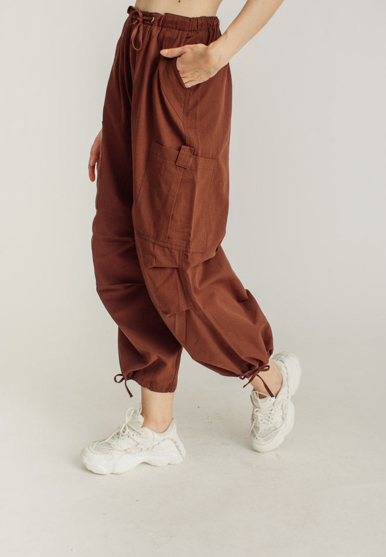 Dara Dark Brown Wide Leg Streetwear Cargo Pants