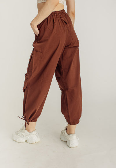 Dara Dark Brown Wide Leg Streetwear Cargo Pants