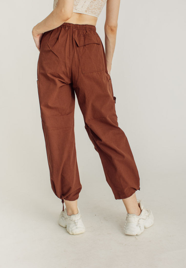 Dara Dark Brown Wide Leg Streetwear Cargo Pants