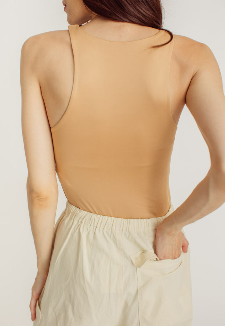 Mel Beige Seamless Round Neck Sleeveless Bodysuit