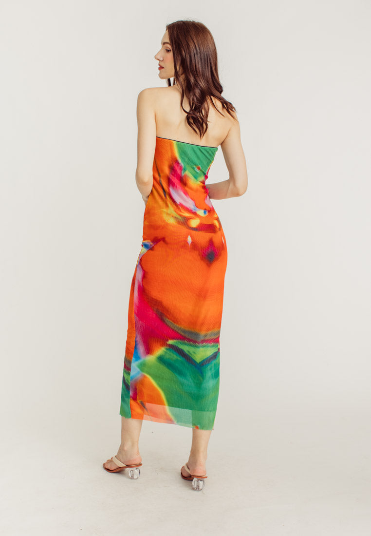 Andy Multicoloured Tube Tulle Summer Midi Dress