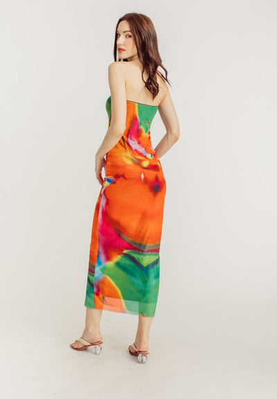 Andy Multicoloured Tube Tulle Summer Midi Dress