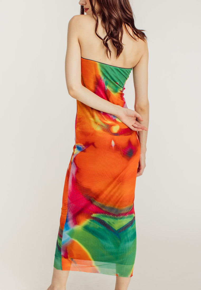 Andy Multicoloured Tube Tulle Summer Midi Dress
